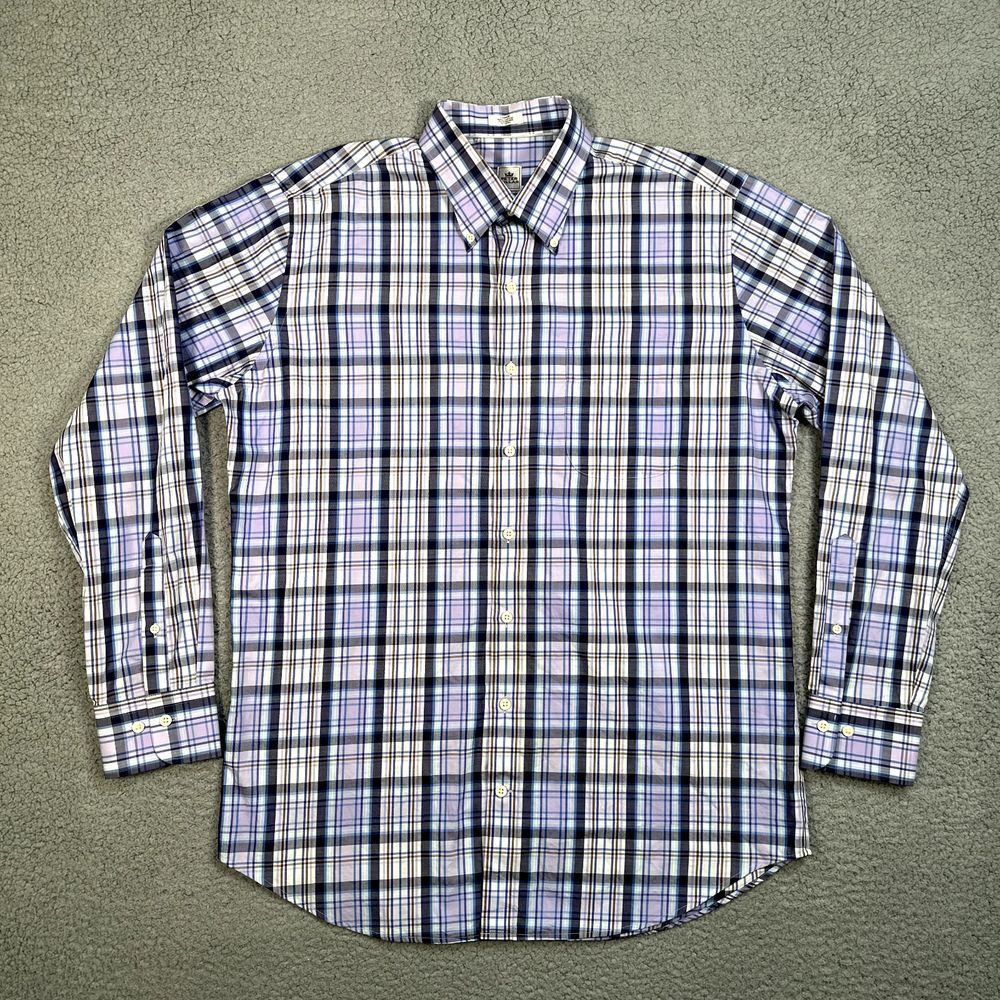 Peter‎ Millar Shirt Mens Large Purple Plaid Casual Preppy Pocket Button Down